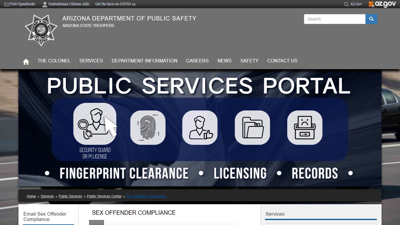 Sex Offender Compliance | Arizona Department of Public Safety